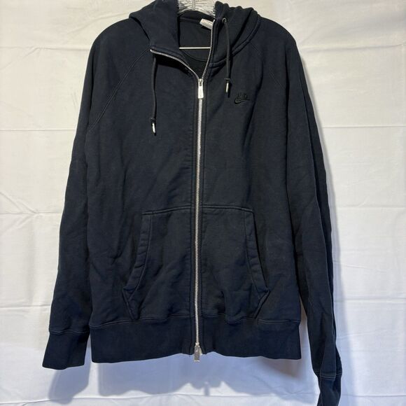 Vintage Nike Silver Tag Black Full Zip Hoodie Sweatshirt Small Spell Out Men’s M - Picture 1 of 6
